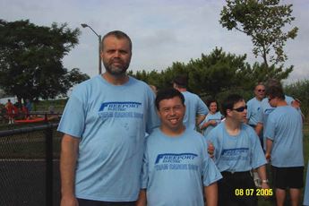 An athlete and his volunteer